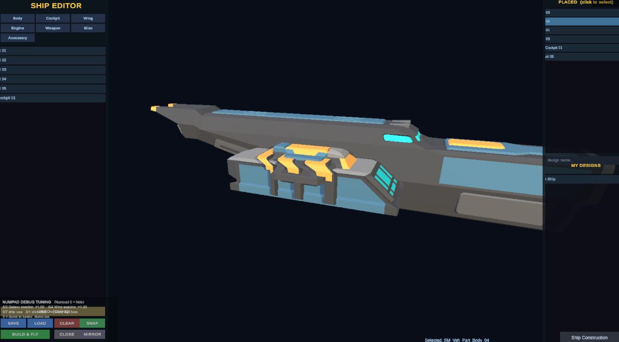 Custom Ship Designer With Snapin Logic