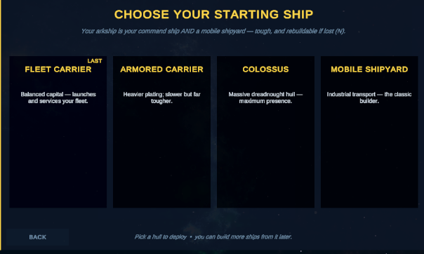 Easy Going Starting Ships